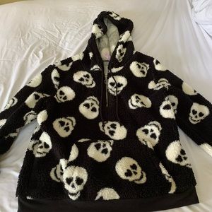 Fuzzy skull hoodie